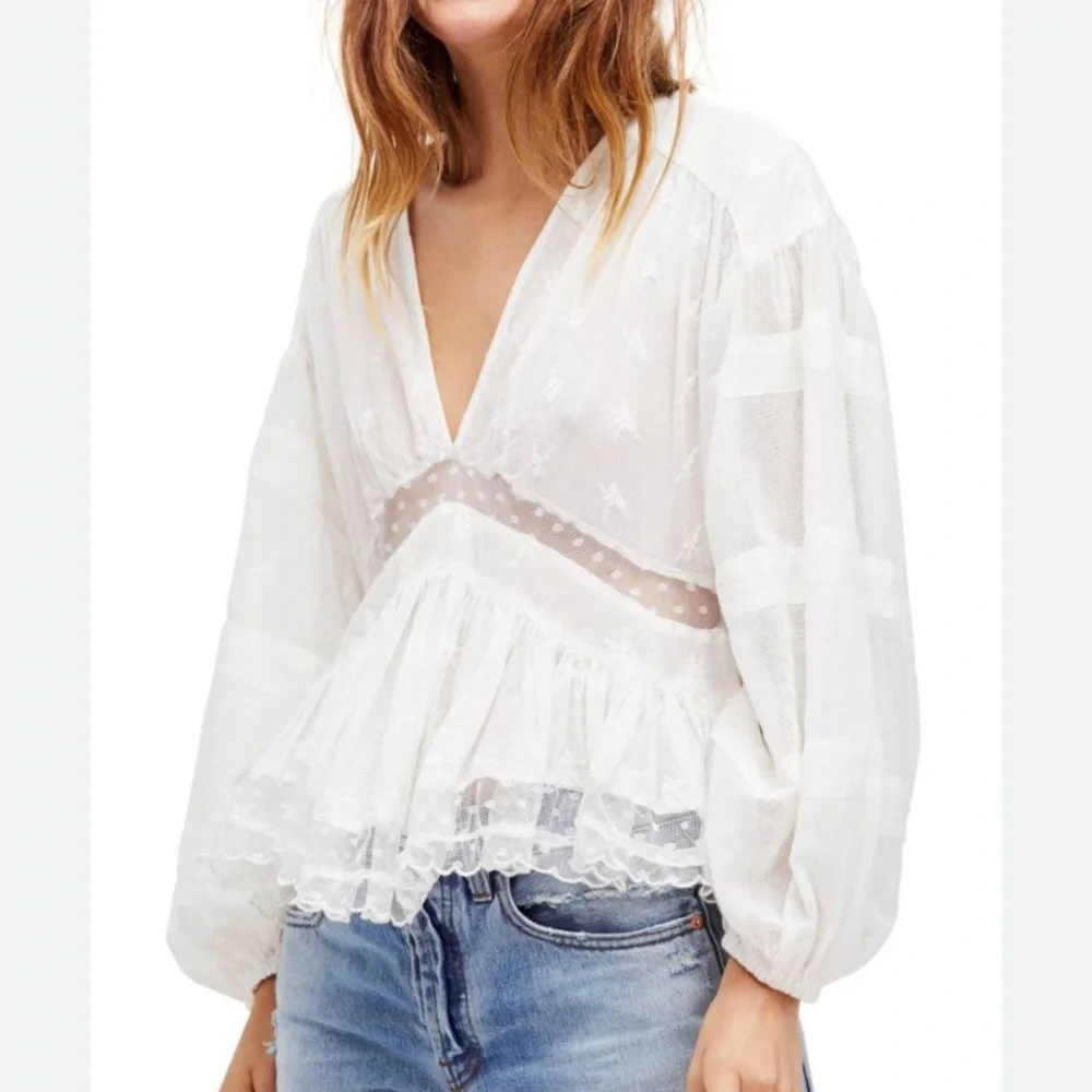 Free People nostalgic feels blouse - Picture 1 of 3